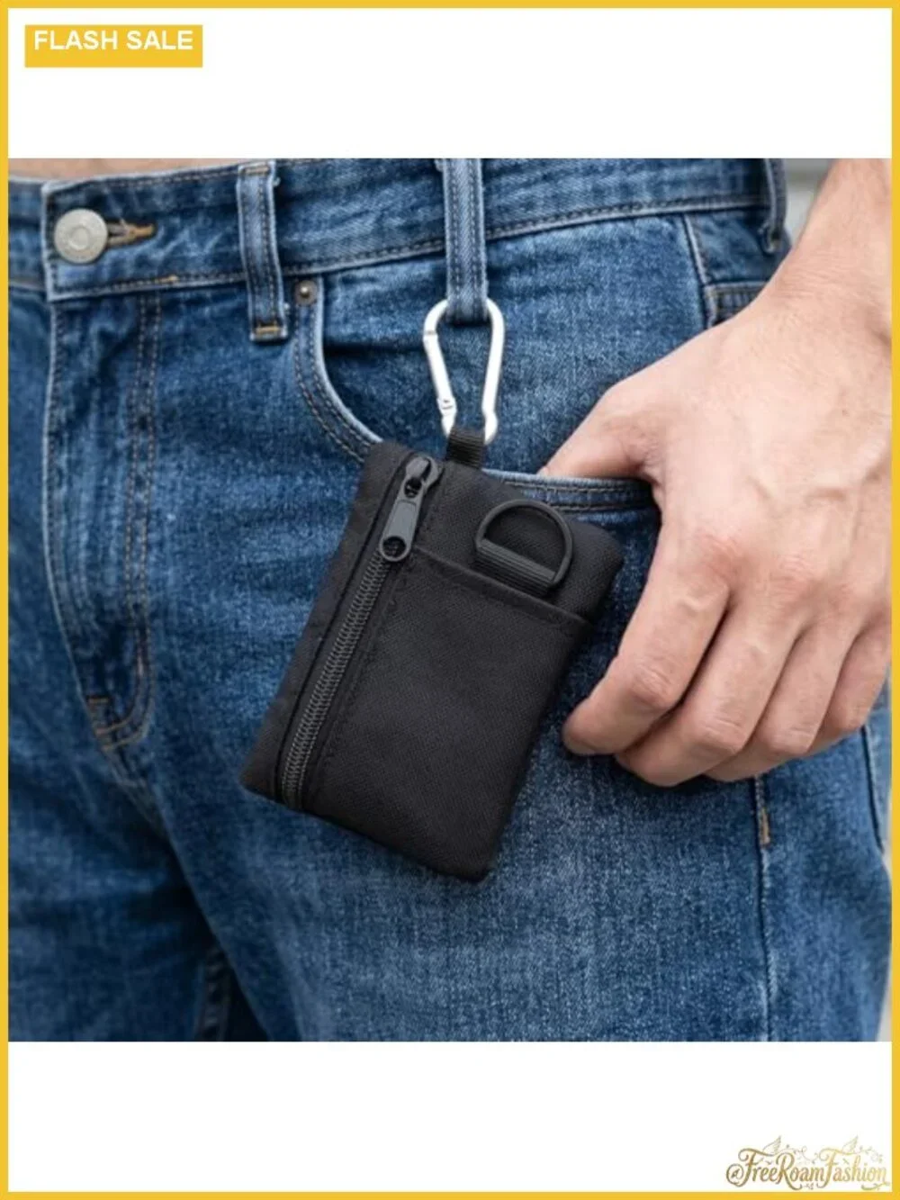 Tactical Mini EDC Key Pouch Oxford Cloth Carabiner Coin Purse Utility Waist